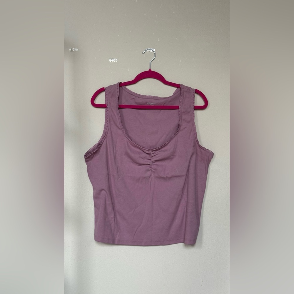 Old Navy pink lilac rouched tank top, crop, sz 3X